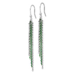 Sterling Silver Rhodium & Green Plated Dangle Earrings 82.5mm French Wire