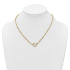 14k Polished Oval Link with Heart Clasp 18 inch Necklace able to Convert to Bracelet