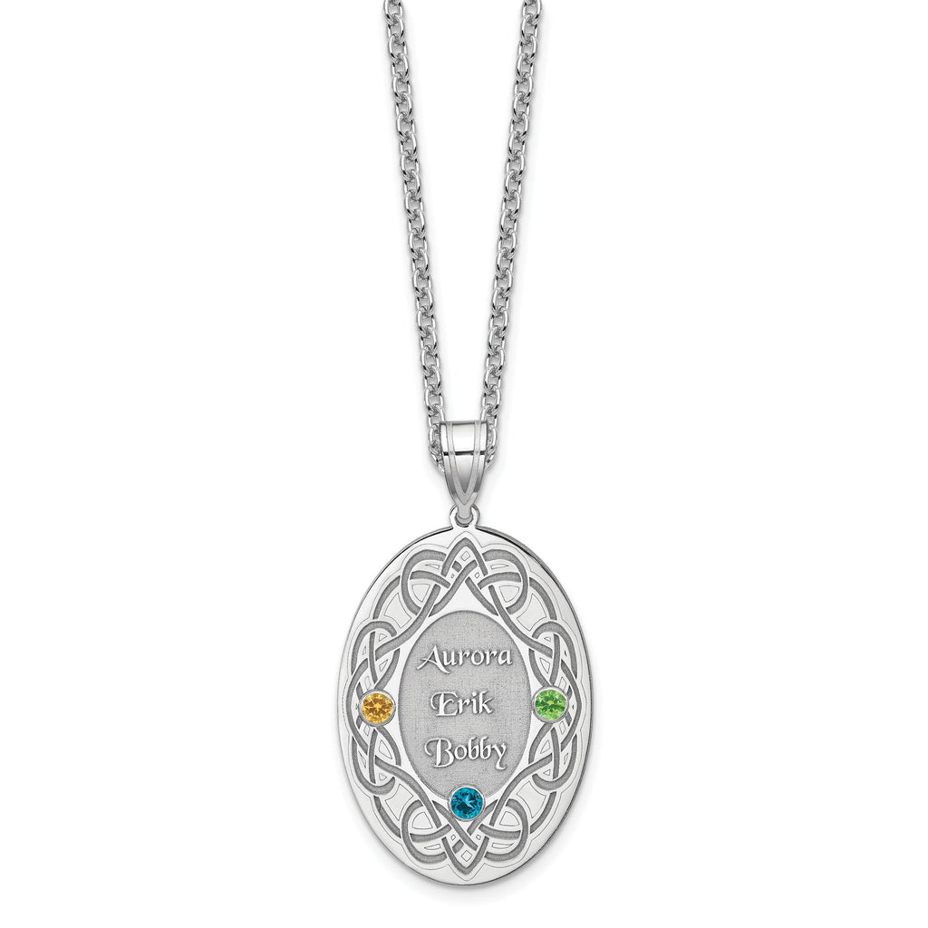 Sterling Silver Rhodium-plated Crystal Family Pendant