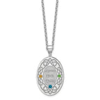 Sterling Silver Rhodium-plated Crystal Family Pendant