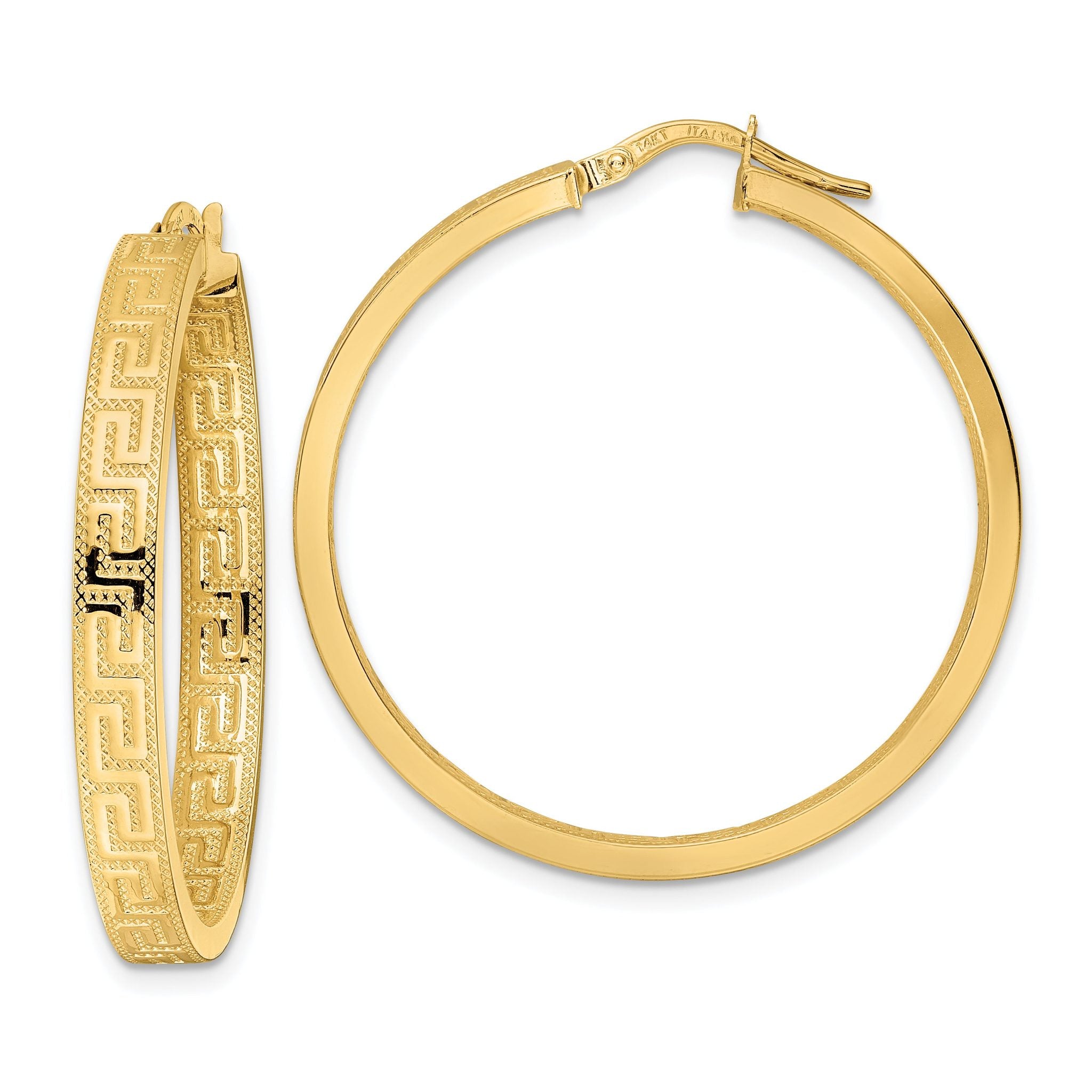 14K Greek Key Hoop Earrings Main image