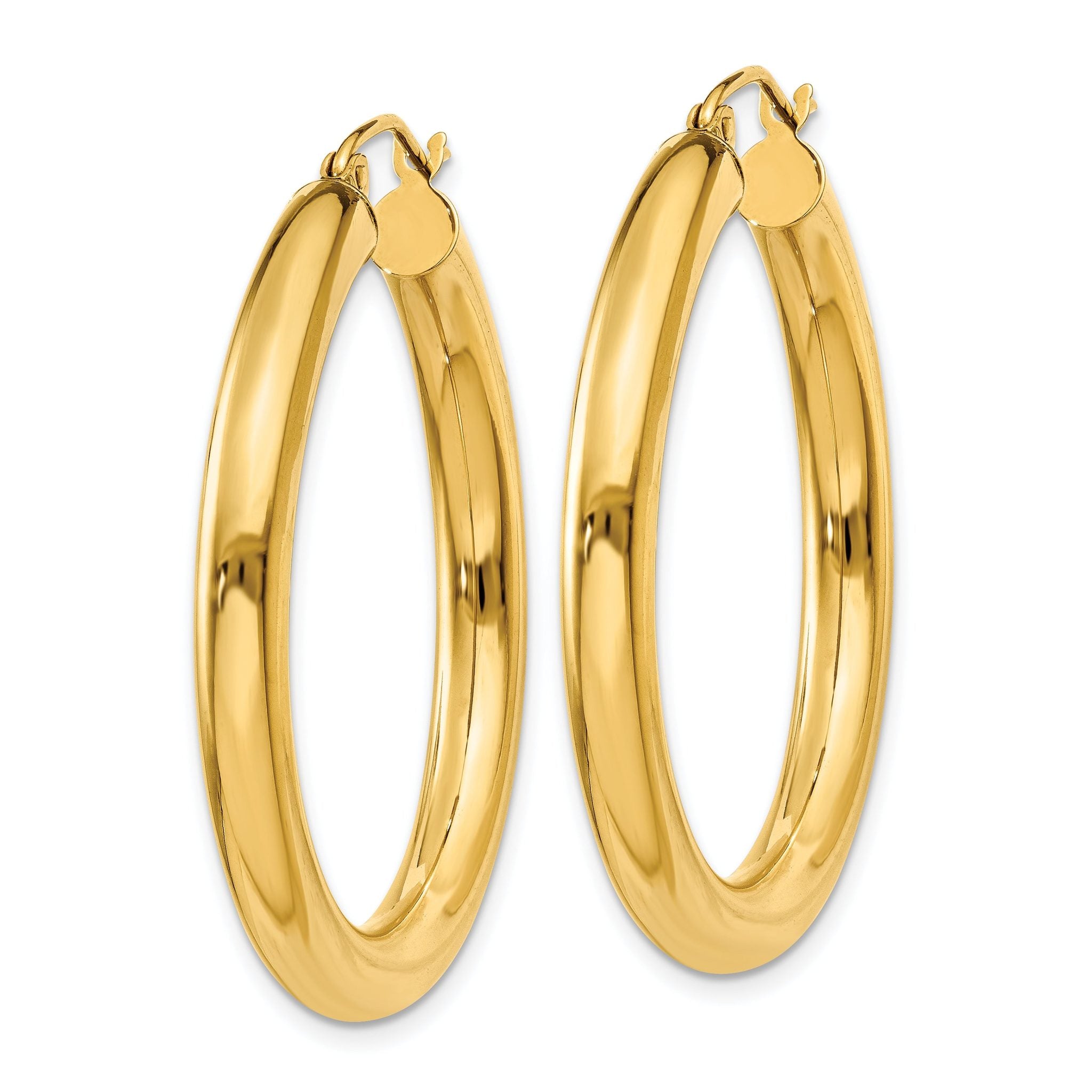 14k Polished 4mm Lightweight Tube Hoop Earrings Secondary image