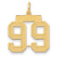 14K Gold Satin Finish Number 99 Charm Elegant Laser Cut Design