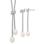 Sterling Silver Rhodium-plated 8-10mm White Teardrop Freshwater Cultured Pearl and CZ 18 inch with 2 inch Extension Necklace and Post Dangle Earrings Set