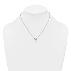 Sterling Silver Rhodium-plated Polished Pear Sky Blue and Emerald-cut White Topaz 16 Inch with 2 Inch Extension Necklace