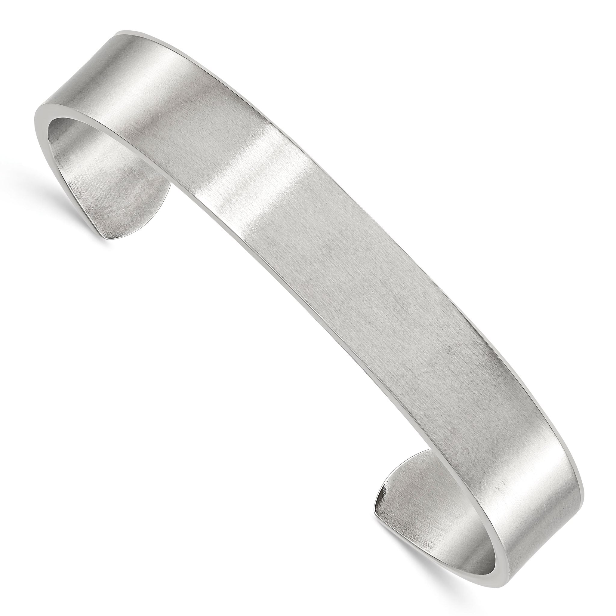 Stainless Steel Brushed 12mm Cuff Bangle Bracelet for Men