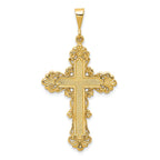 14K Gold Fleur De Lis Cross Pendant  Elegant Solid Design