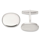 Polished Sterling Silver Oval Cuff Links