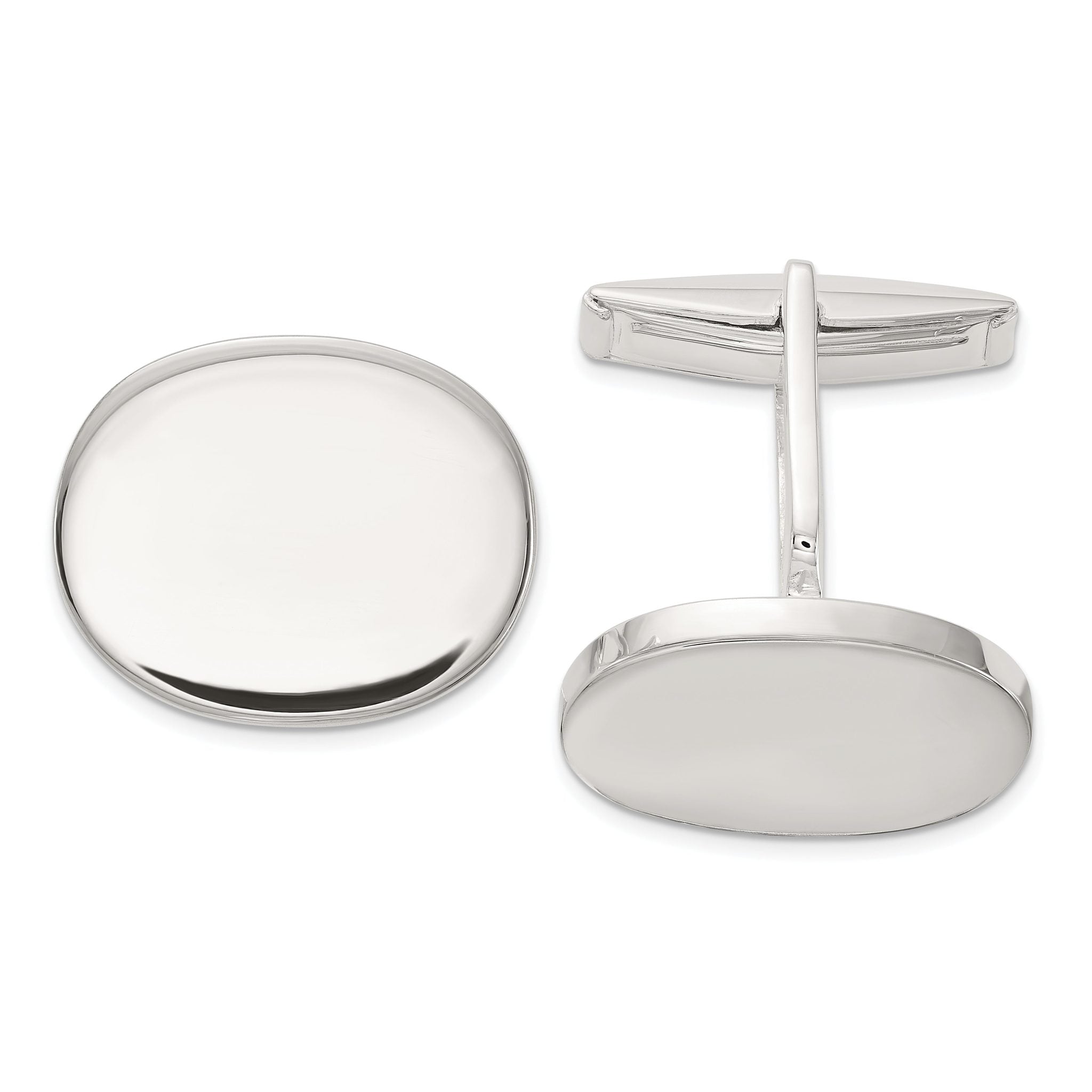 Polished Sterling Silver Oval Cuff Links