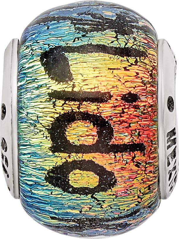 Sterling Silver 925 Dichroic Glass Bead with Luminous White Finish Elegance