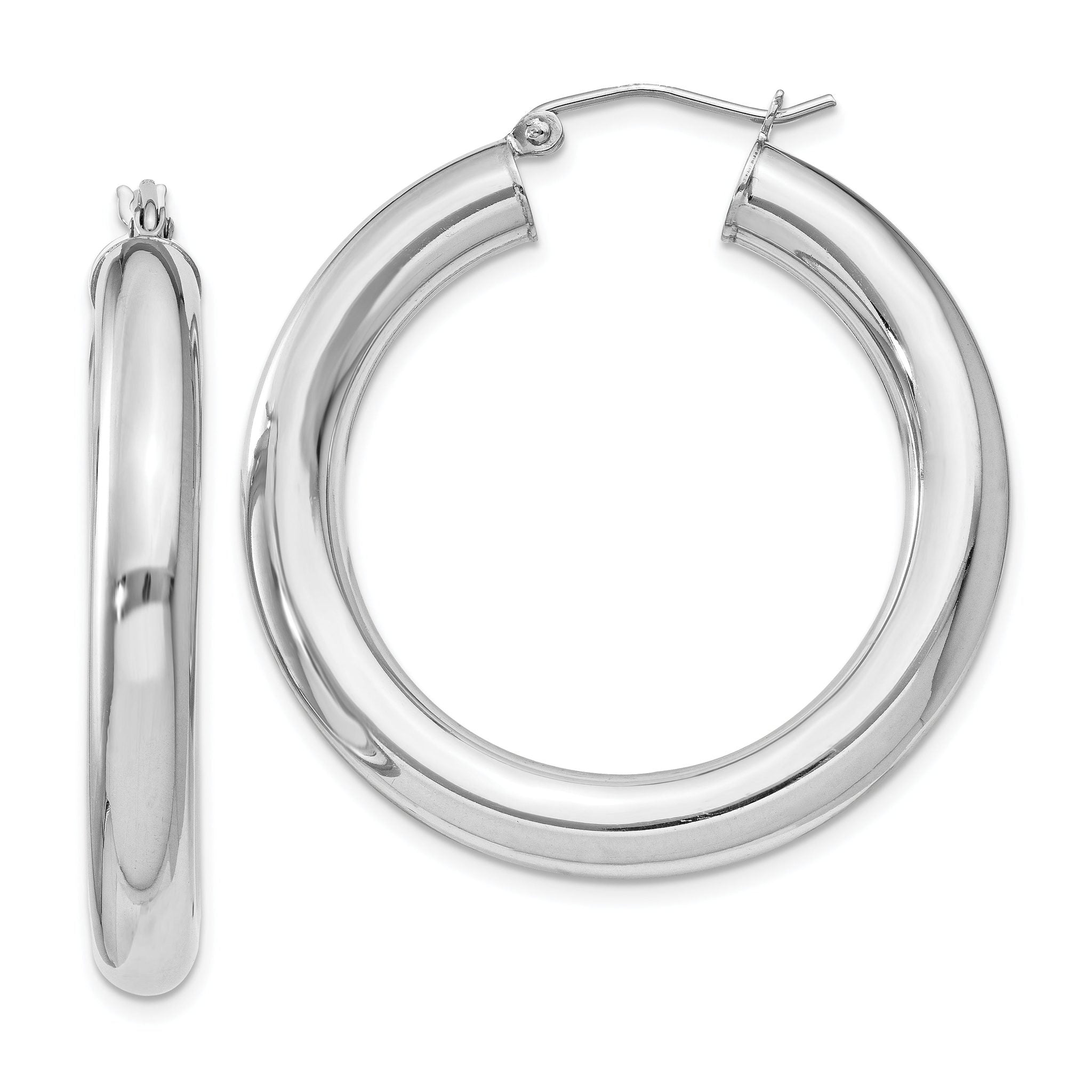 Sterling Silver Rhodium-plated 5mm Round Hoop Earrings Main image