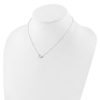 Sterling Silver Rhodium-plated CZ Double Heart 16IN Plus 2IN Ext Necklace