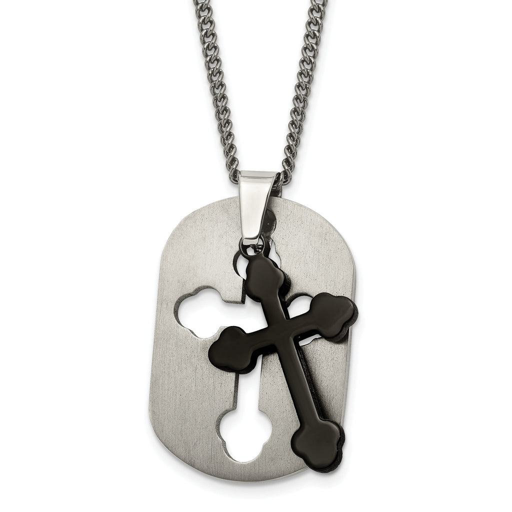 Sophia Jewelers Men's Titanium IP-Plated Cross Necklace, Gift Ready & Modern