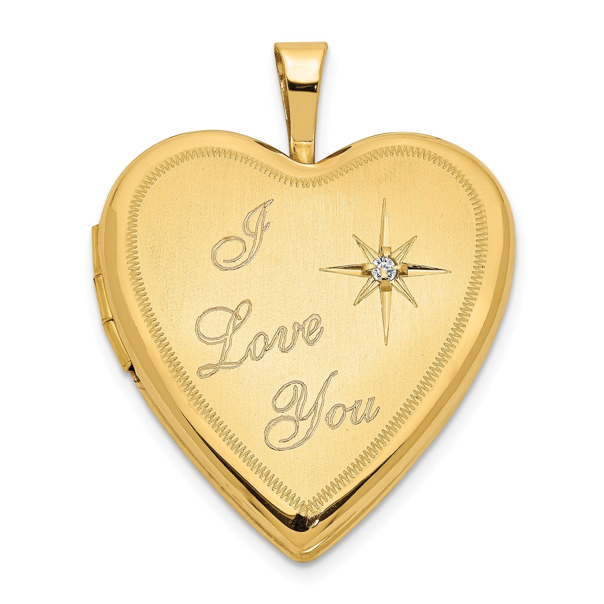 14K 20mm Diamond Satin I LOVE YOU Heart Locket Main image