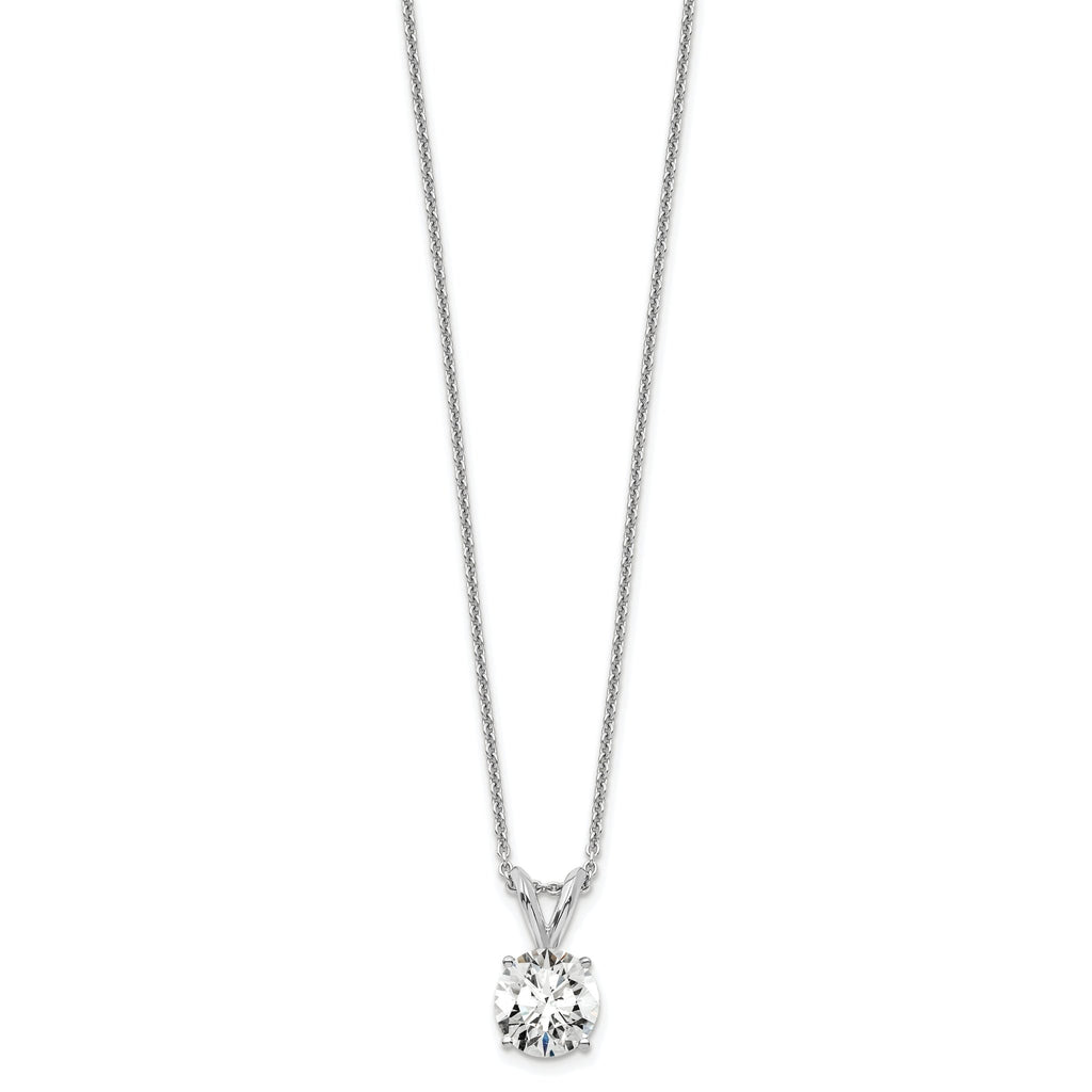 14k White Gold 3/4 carat Certified Lab Grown Diamond VS+ F+ Round Complete Four Prong 18 inch Solitaire Pendant Necklace