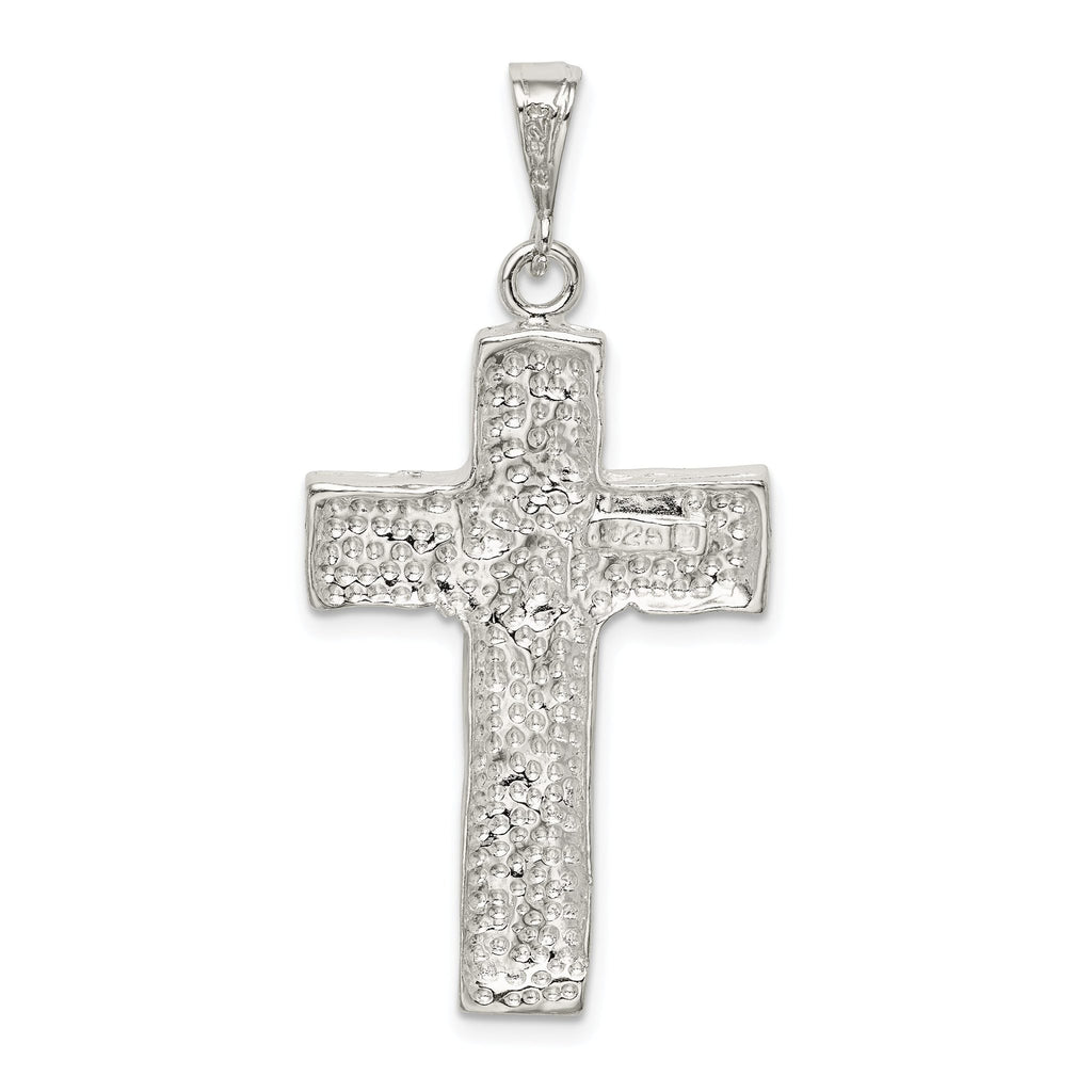 Sterling Silver 925 Nugget Cross Pendant with Polished Finish