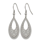 Stainless Steel Polished Textured Drop Dangle Earrings for Women