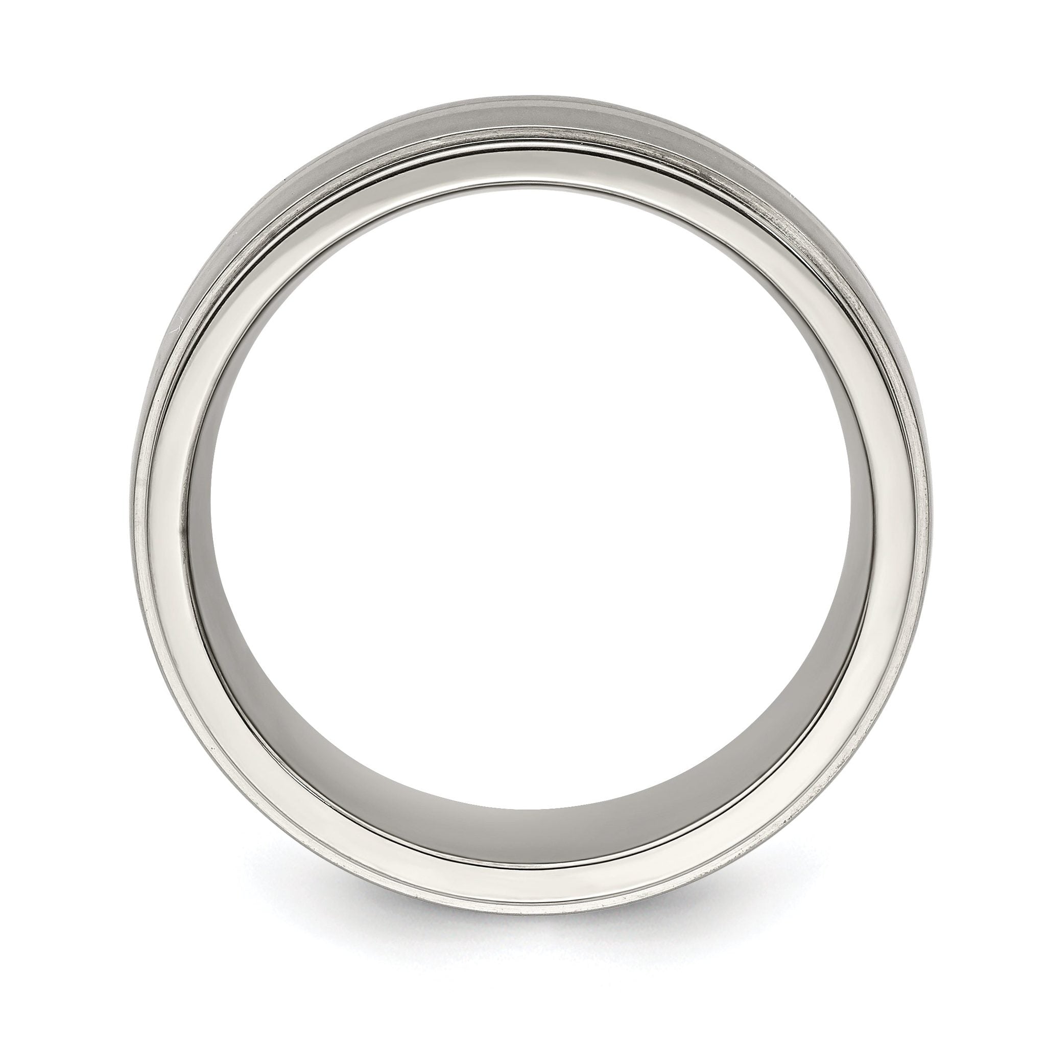 Titanium Silver Inlay Wedding Band with Polished Brushed Finish Secondary image