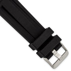 Grooved Silicone Watch Band in Black with Stainless Steel Buckle, 20mm