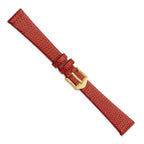 14mm Red Flat Lizard Grain Calfskin Leather with Gold-tone Aluminum Buckle 6.75 inch Watch Band