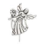 Sterling Silver 925 Antique Angel Pin with Floral Elegance