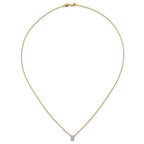 14k 1/2 carat Lab Grown Diamond VS+ F+ Oval Complete Bezel Set Chain Slide Pendant