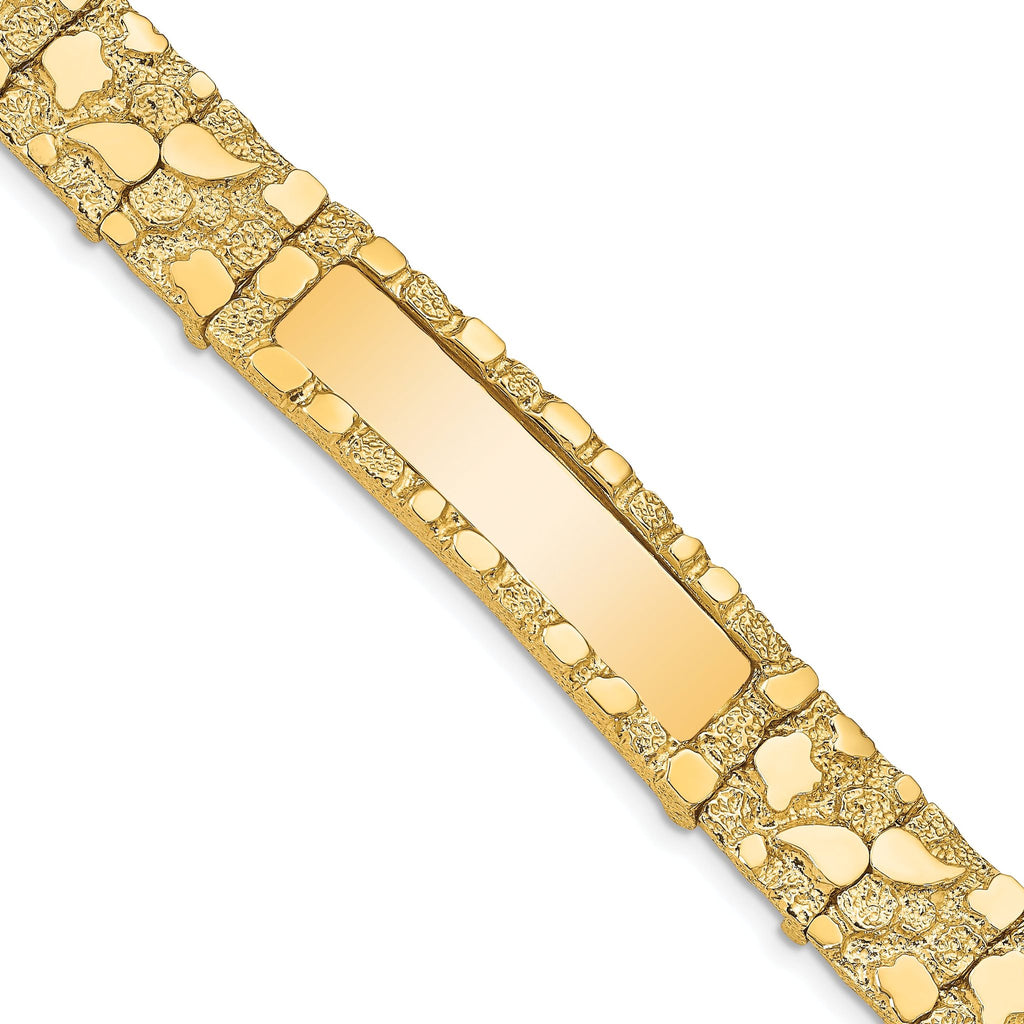 14k Polished Solid 12.0mm Nugget 36x12mm Plate ID Bracelet