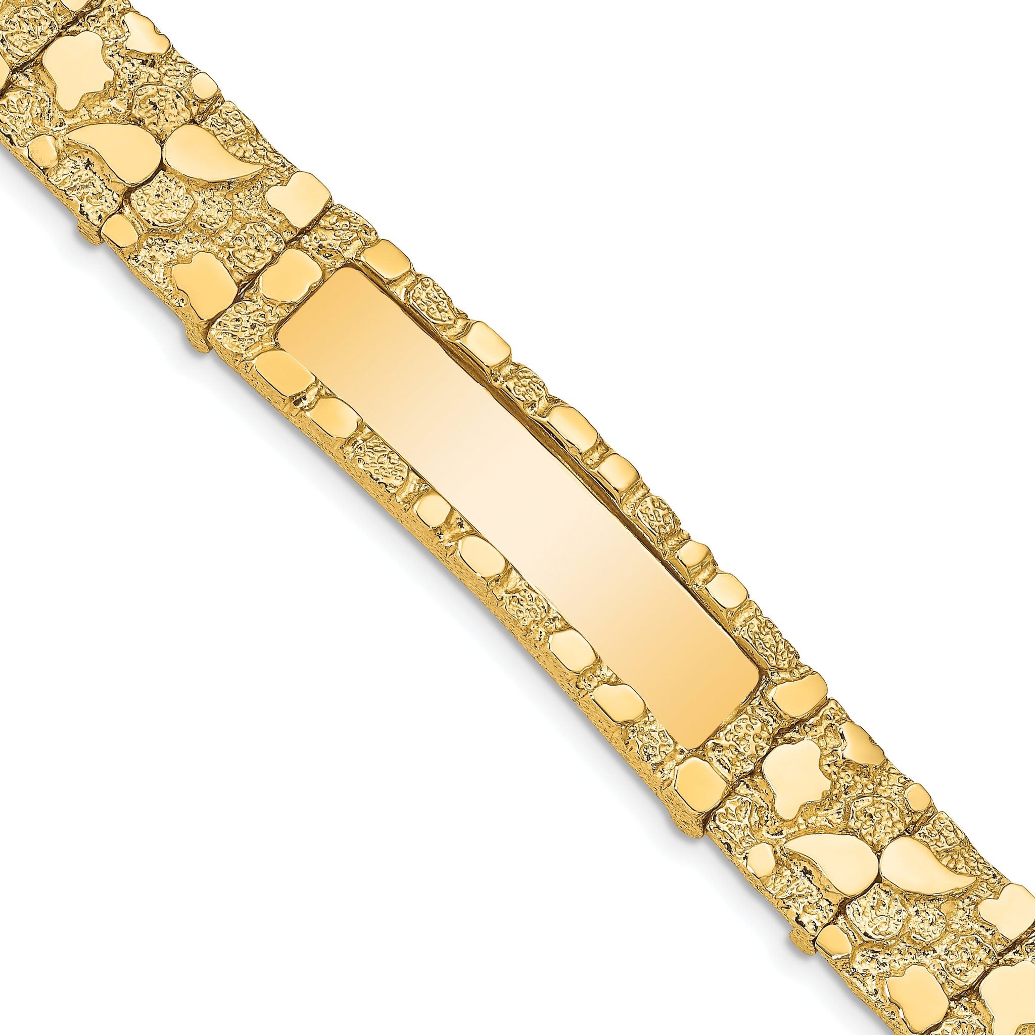 14k Polished Solid 12.0mm Nugget 36x12mm Plate ID Bracelet