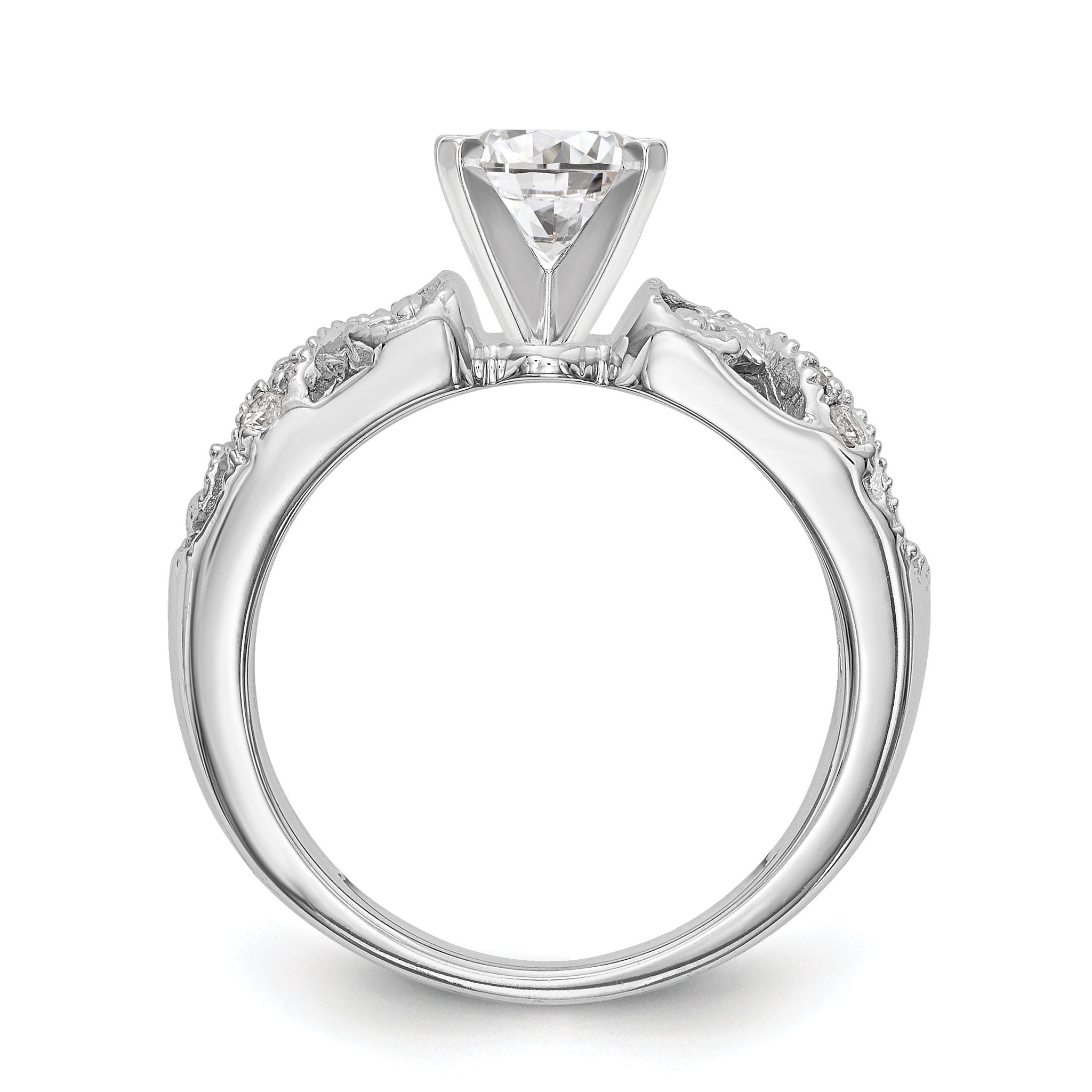 14K White Gold Peg Set 1/15 carat Diamond Semi-mount Engagement Ring Secondary image