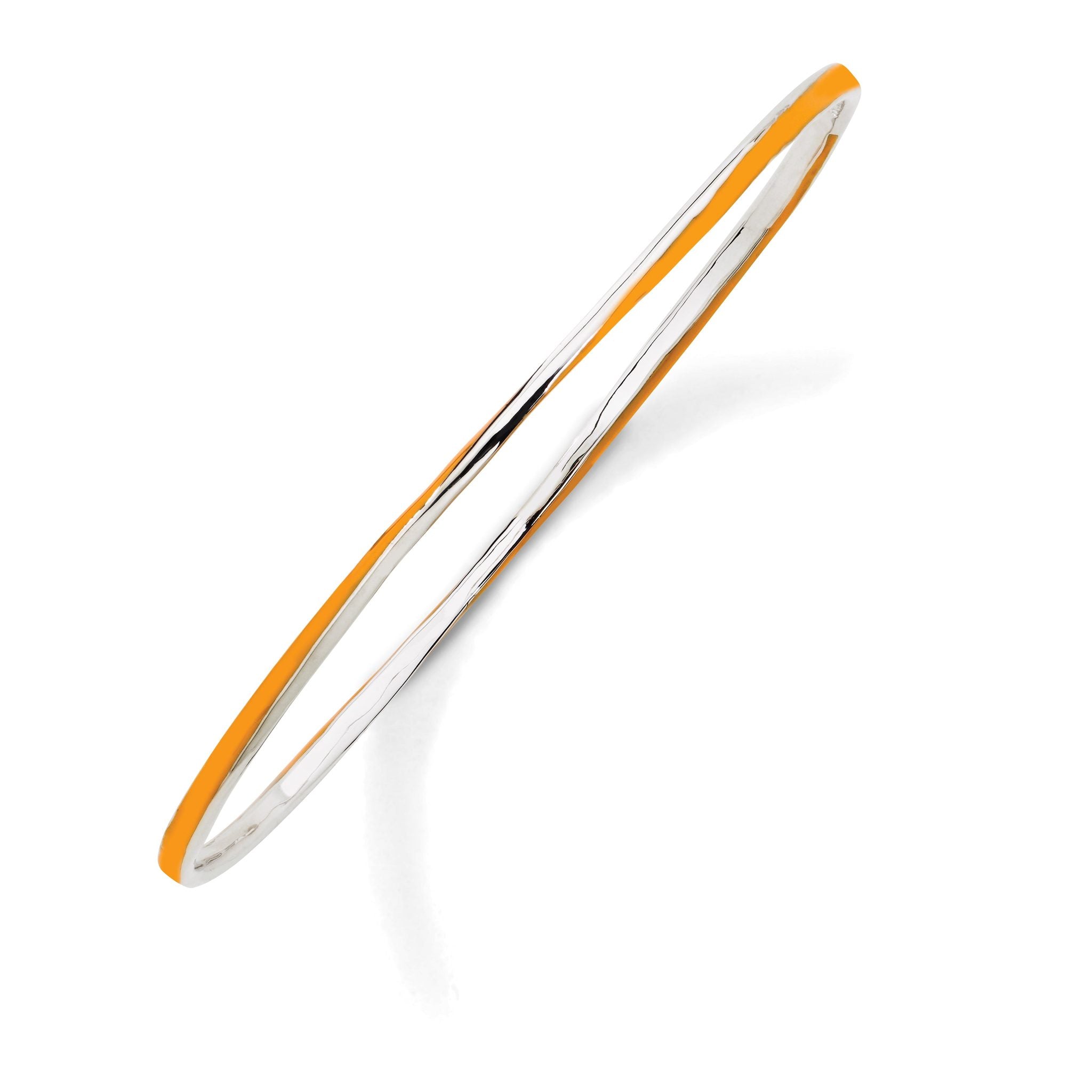 Sterling Silver Stackable Expressions Twisted Orange Enamel Bangle Main image