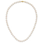 14K Yellow Gold White Cultured Pearl Necklace 7-8mm