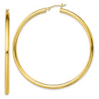 Sterling Silver Gold-Tone Polished 3x60mm Hoop Earrings