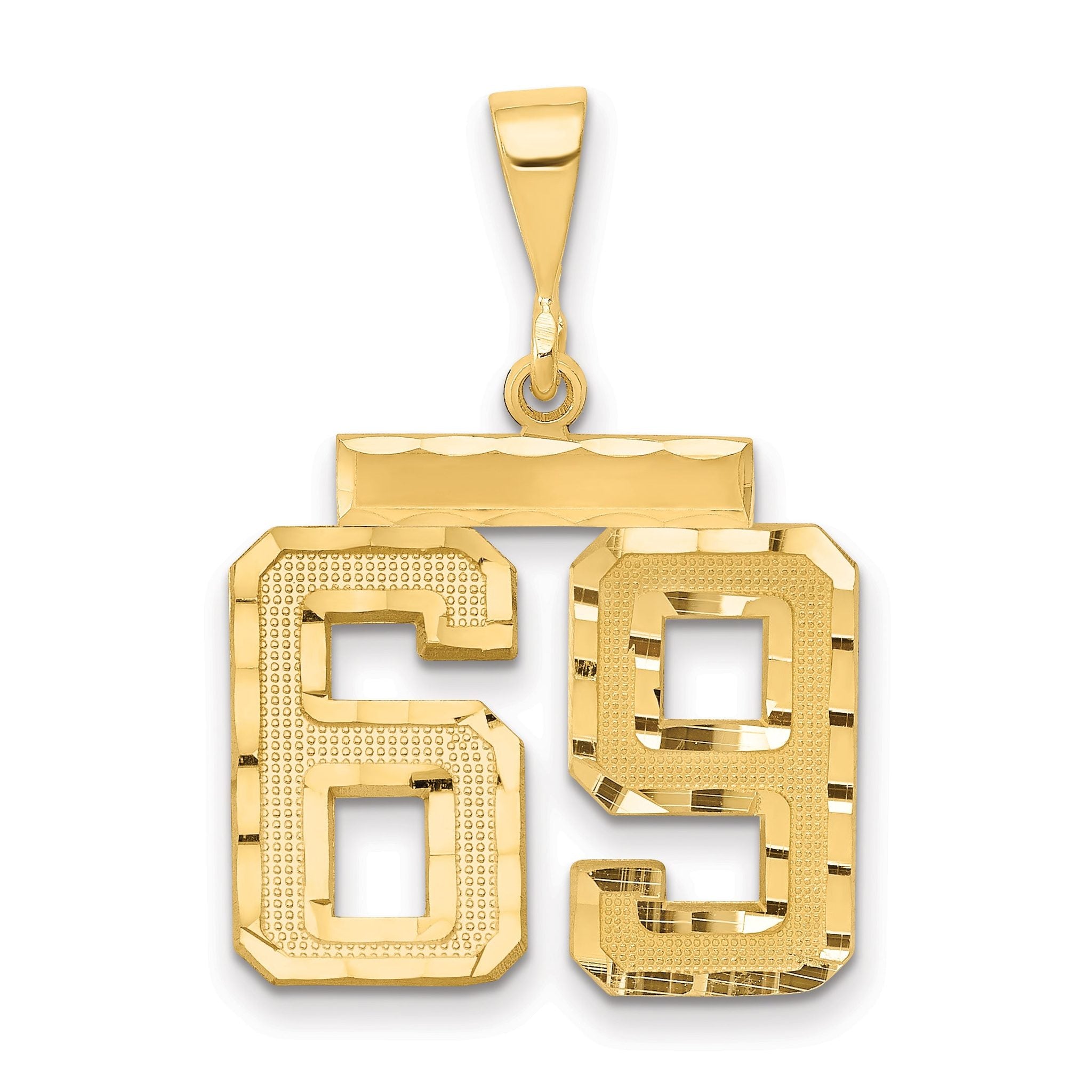 14K Gold Medium Diamond-Cut Number 69 Charm with Polished Finish Main image