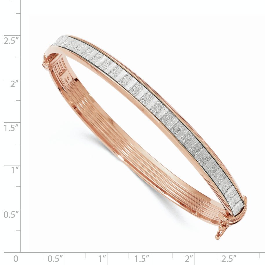Sterling Silver Rose-Tone Glitter Bangle Bracelet Polished Nickel Free