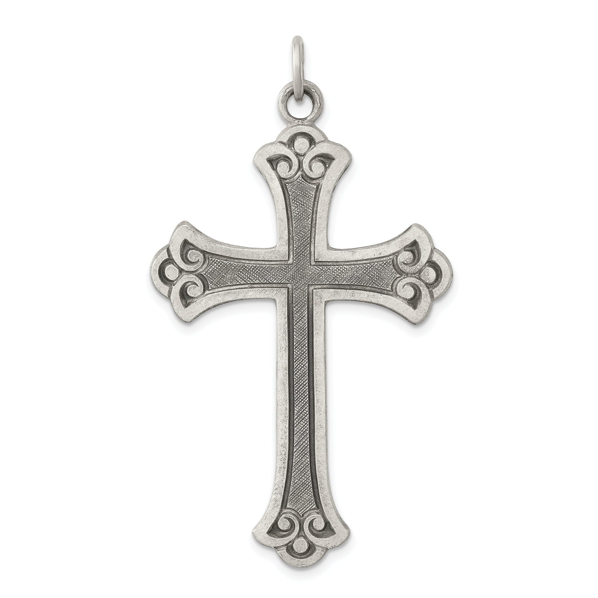 Sterling Silver 925 Cross Pendant with Antiqued Finish Elegant Design Main image