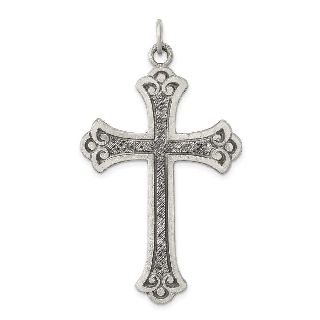 Sterling Silver 925 Cross Pendant with Antiqued Finish Elegant Design