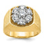 14k Two-tone Men's Polished and Satin Round Cluster Ring Mounting, Mounting Only