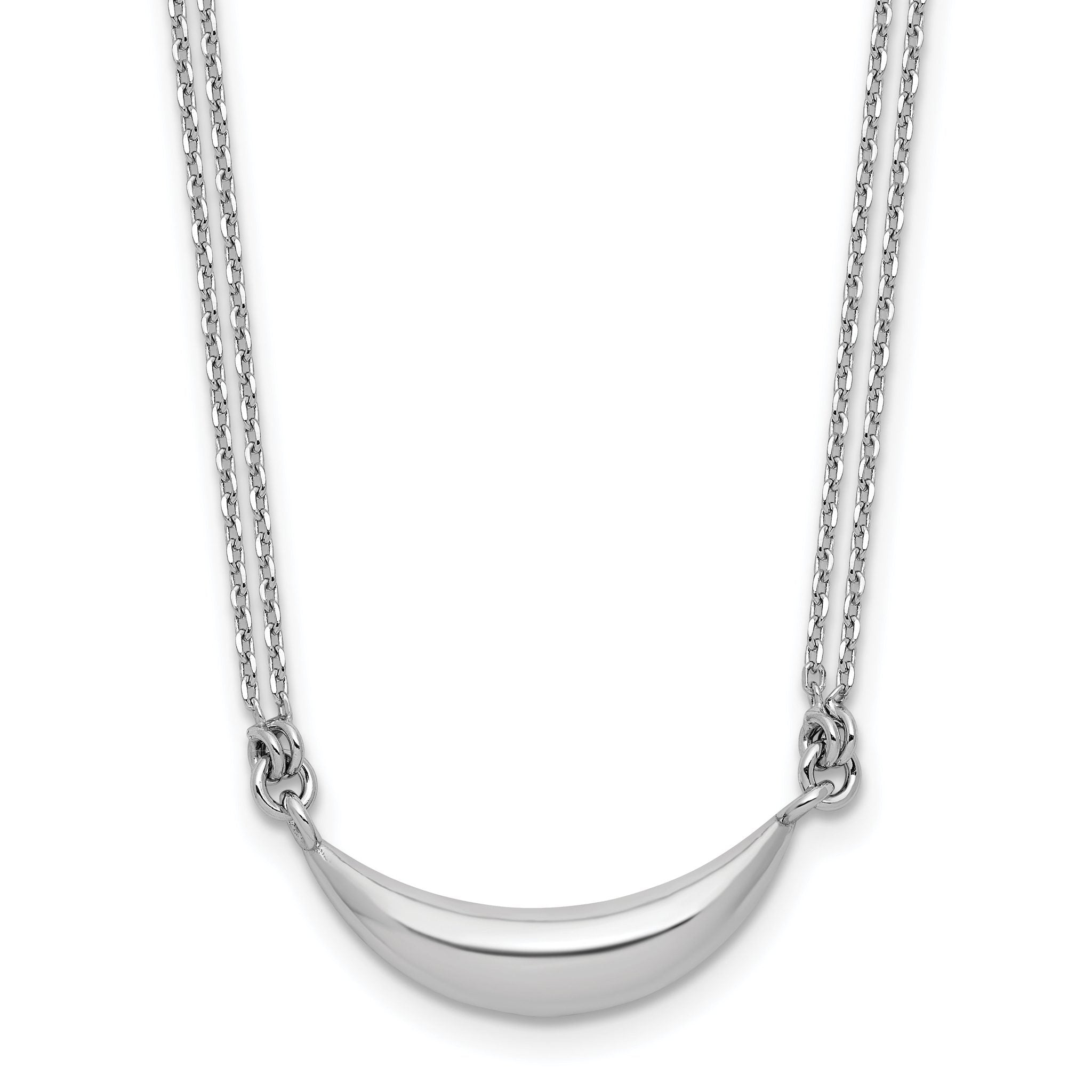 Sterling Silver RH-plated Curved Bar 2-Strand w/2in ext. Necklace Main image