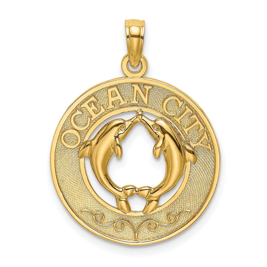 14K OCEAN CITY w/ Dolphins Charm