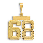 Number 68 Charm in 14K Yellow Gold, Brushed & Diamond-Cut - Sophia Jewelers