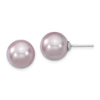 Majestik Sterling Silver Shell Pearl Earrings with Purple Hue and Polished Finish