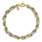 14K Two-tone Polished and Textured Fancy Link Bracelet