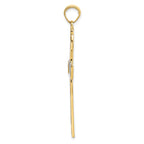 14K Gold & Rhodium Faith Hope Love Believe Cross Pendant  Polished Solid Design