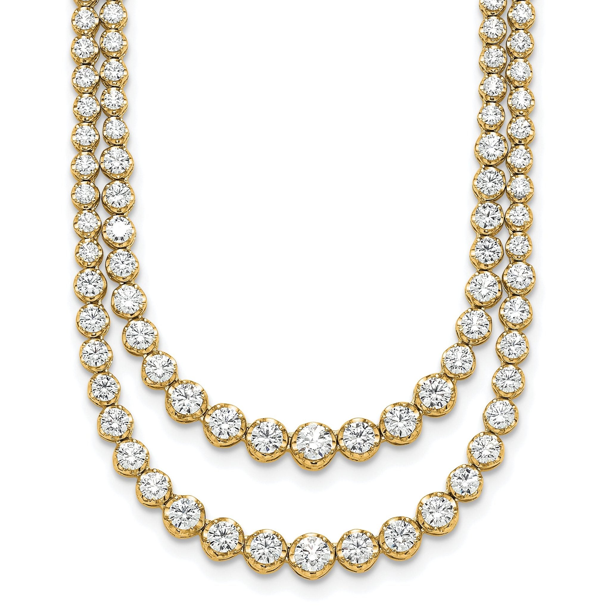 14k 15 1/2 carat Lab Grown Diamond VS+ F+ Complete 20 inch Graduated Layered Tennis Necklace Main image