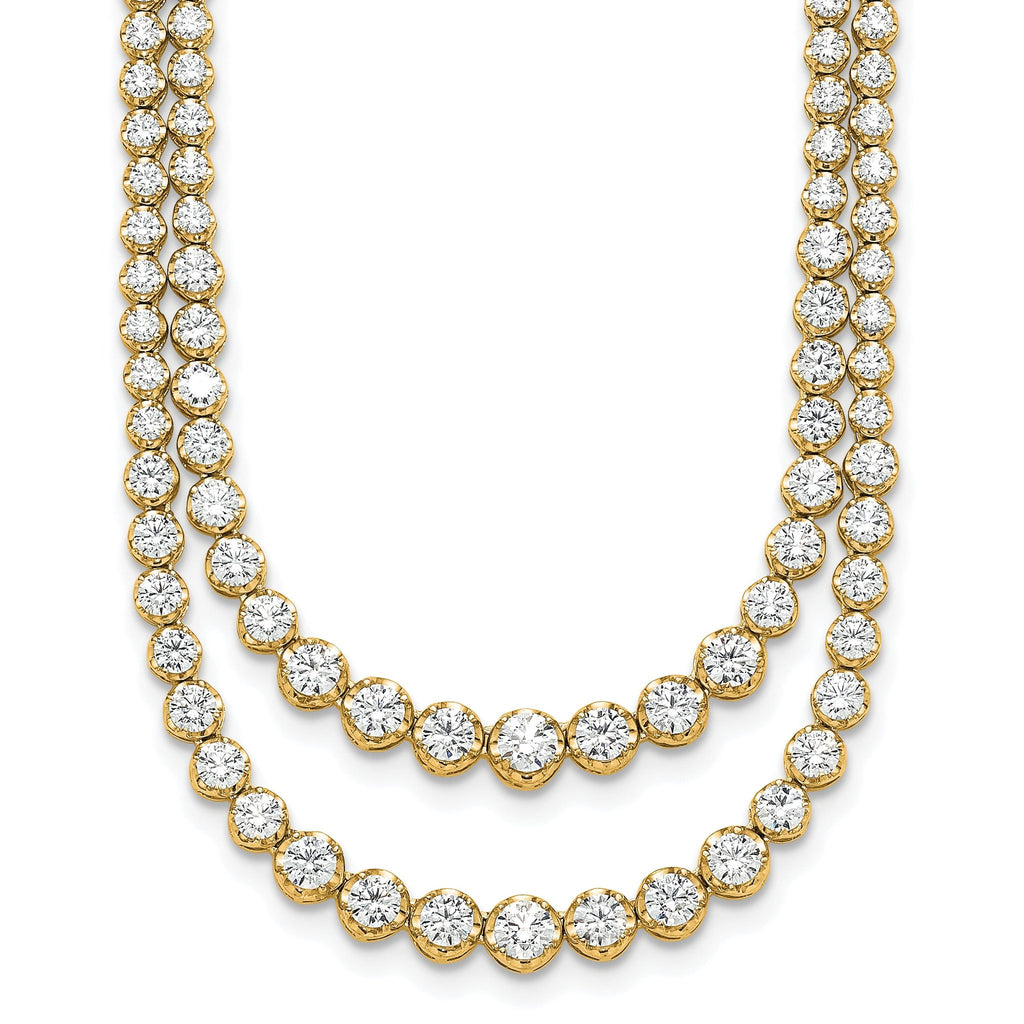 14k 15 1/2 carat Lab Grown Diamond VS+ F+ Complete 20 inch Graduated Layered Tennis Necklace
