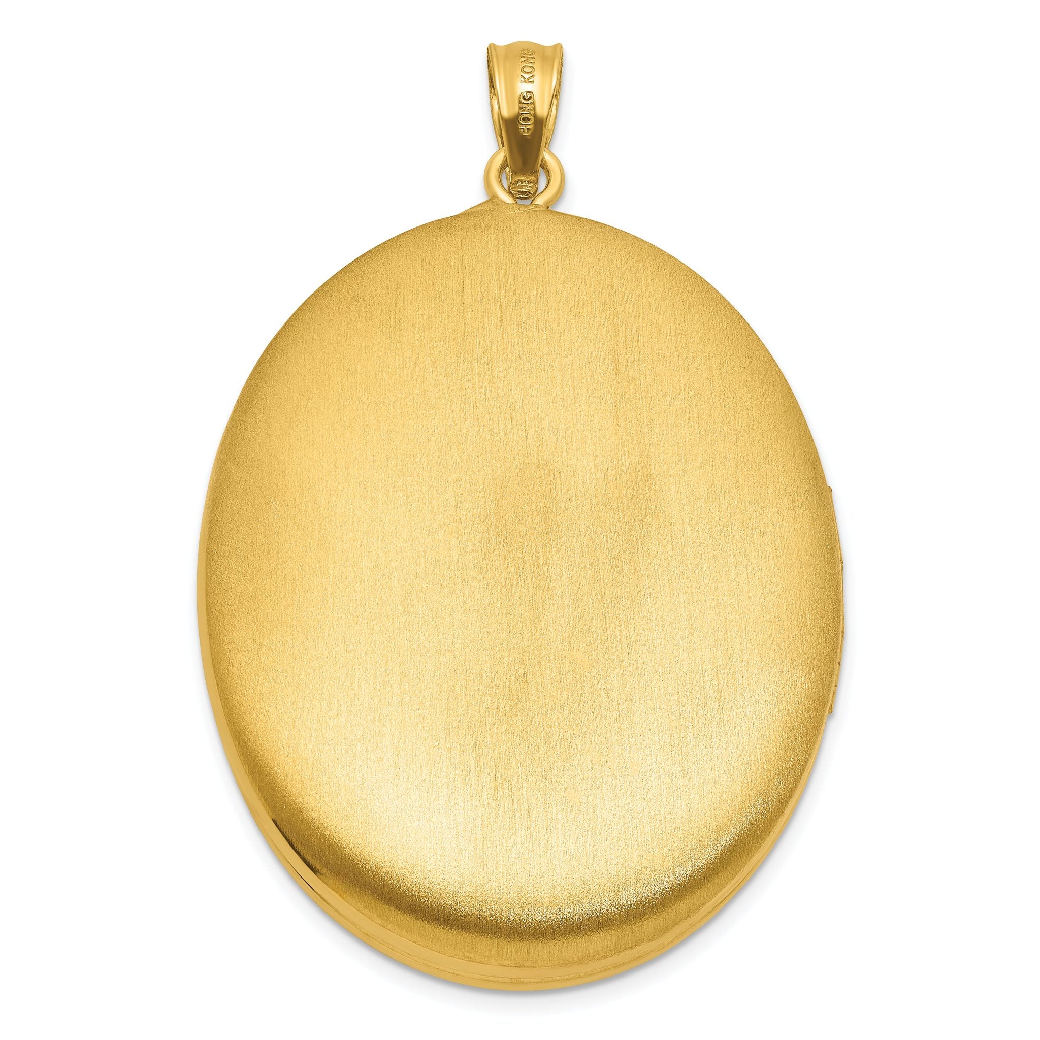 Sterling Silver Gold-plated Polished Front/Brushed Back Fleur De Lis 28mm Oval Locket