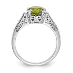 10k White Gold Diamond and Peridot Ring