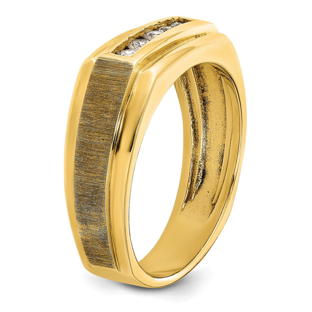 14k Polished and Satin Five Stone Men's Ring Mounting, Mounting Only