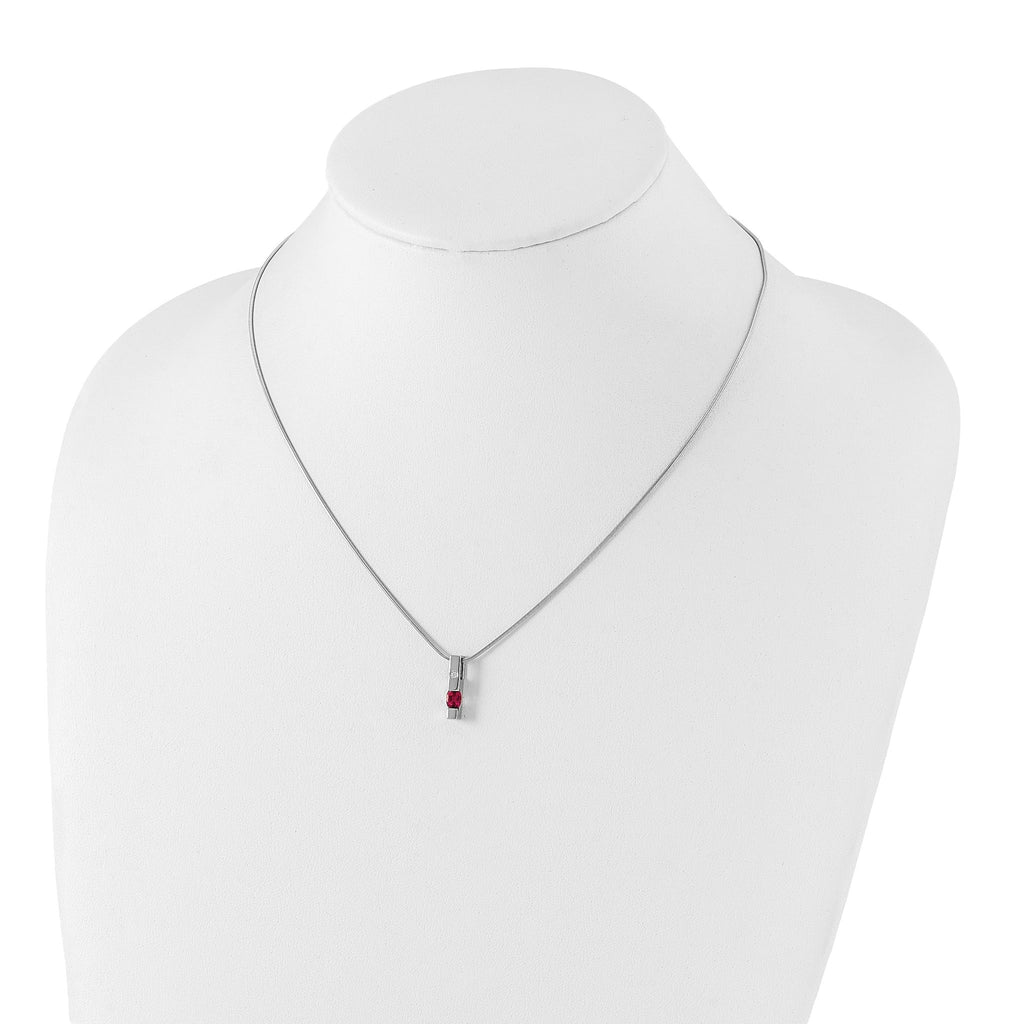 White Ice Sterling Silver Necklace with Diamond & Pink Tourmaline