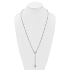 Sterling Silver Rhodium-plated CZ and Diamond-cut Heart and Cross Link with Cross Ash Holder 28.5 inch Rosary Necklace